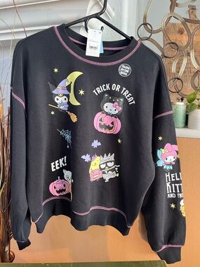 Hello Kitty Black Halloween Graphic Sweatshirt Glow in the dark.